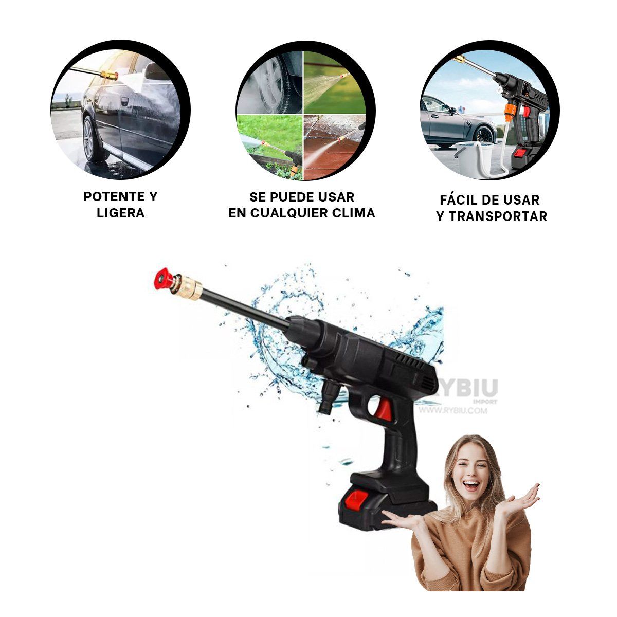 RYBIU IMPORT - Equipo para Lavar y Limpiar Vehiculo Negro Y+Gift MiniAgenda