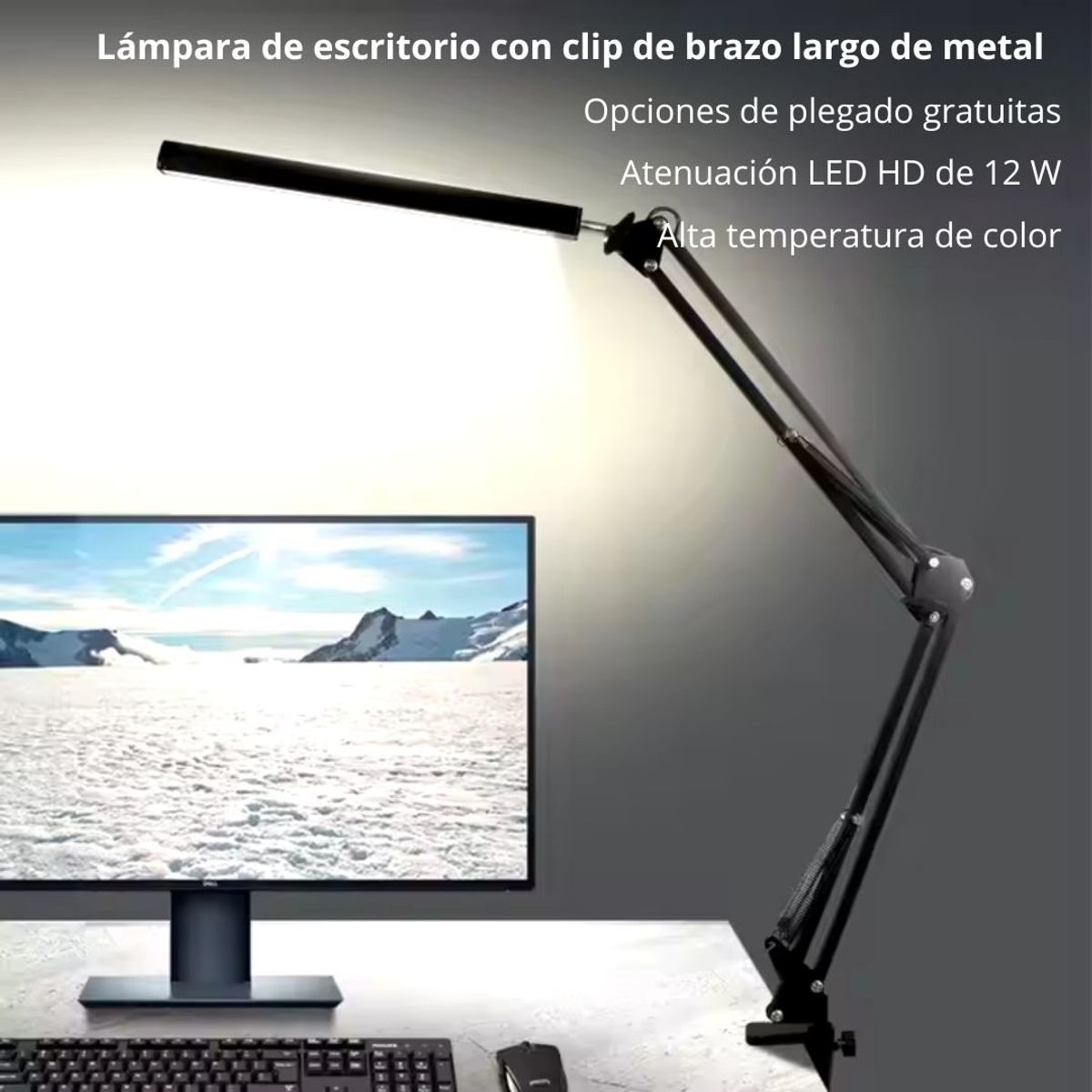 SEISA - Lámpara de Escritorio Articulada de Metal con Luz LED Cable USB MT305