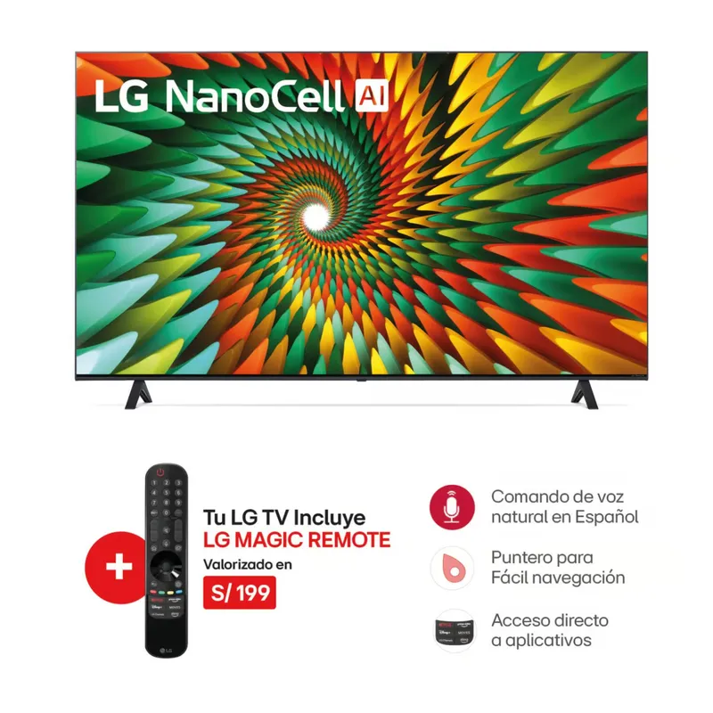 LG - Televisor LG 75 Pulgadas Nanocell Smart Tv WebOS 75NANO77SRA (Nuevo)