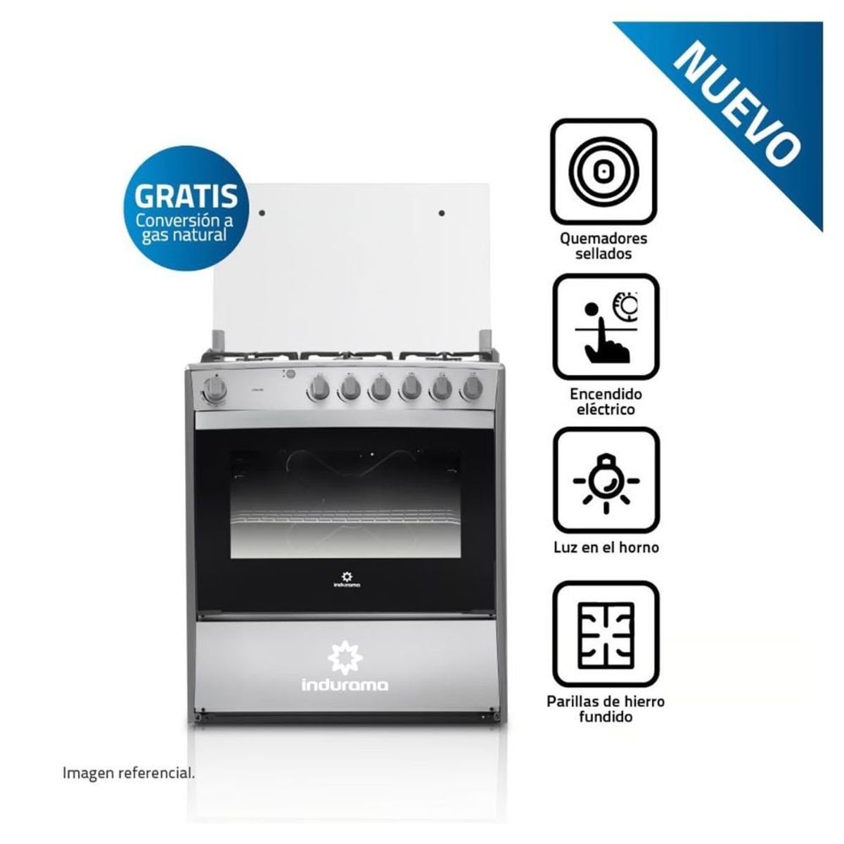 INDURAMA - COCINA INDURAMA CATALUÑA 6 HORNILLAS CROMA