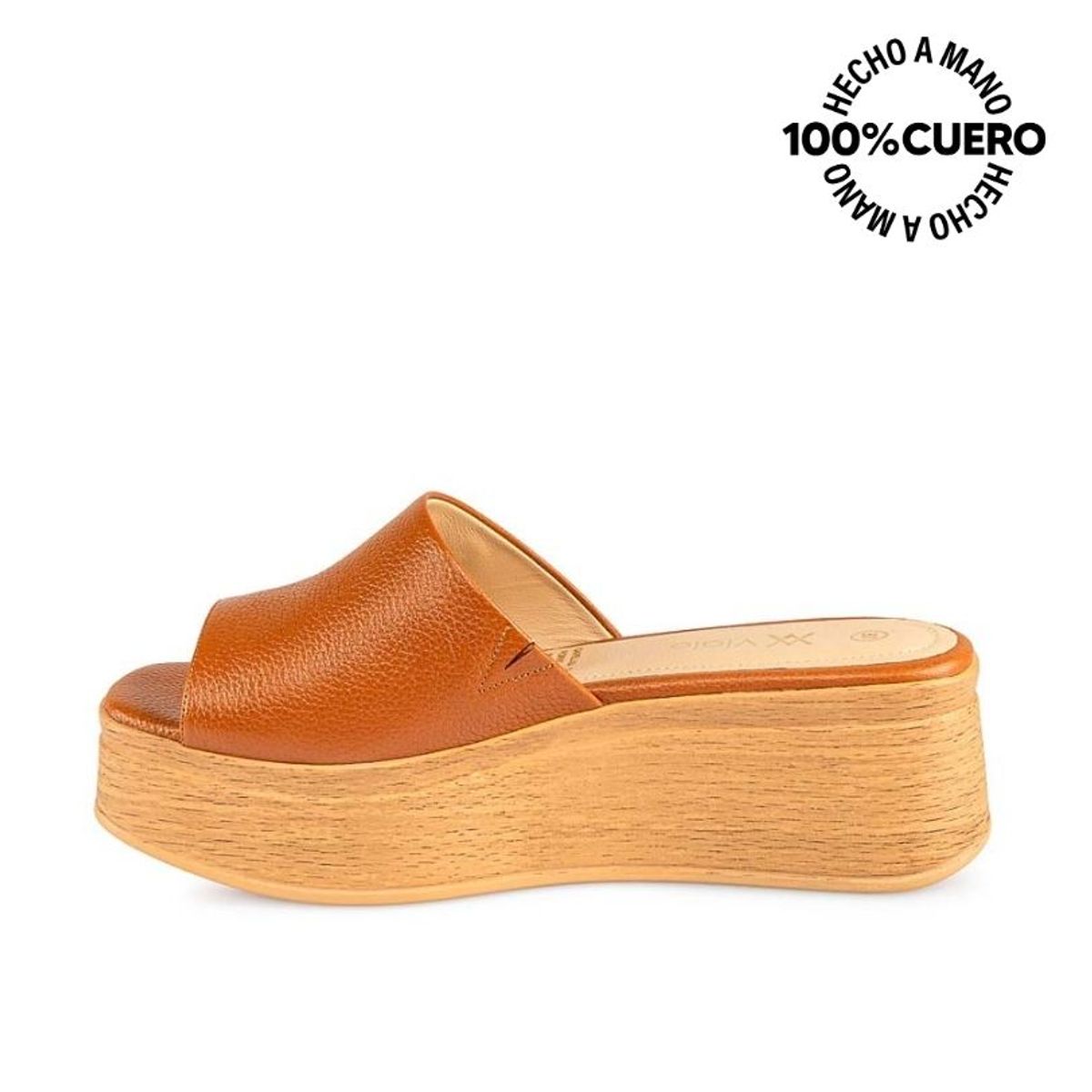 VIALE - Sandalia Slide Casual LINDA-2511 Natural Viale Cuero
