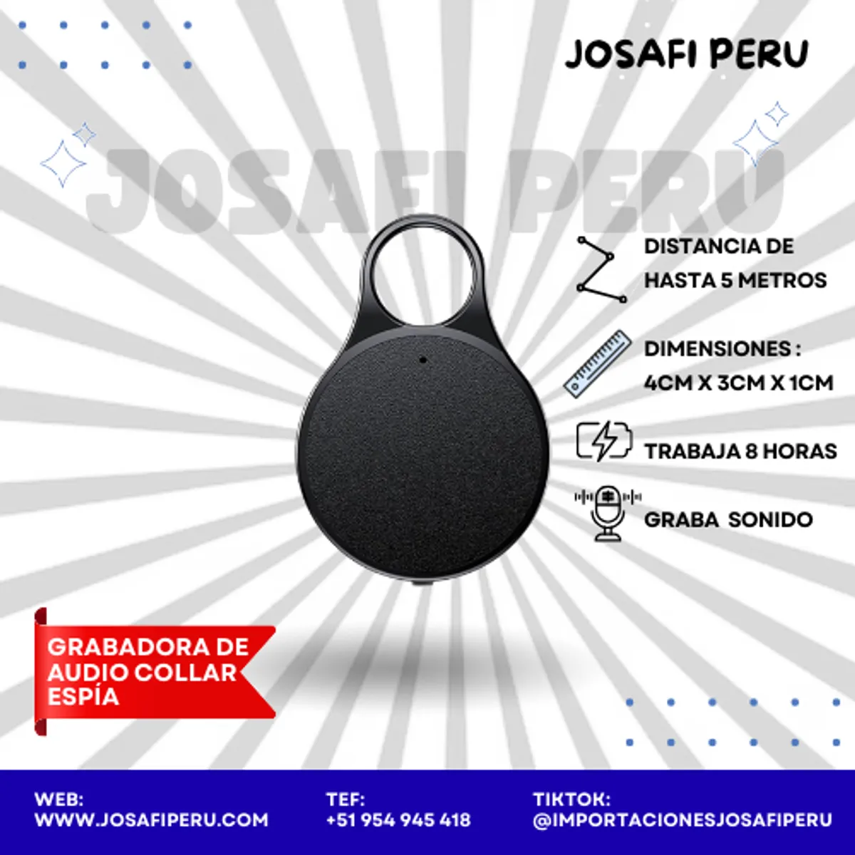 GENERICO - Grabadora de audio collar espía 8 GB