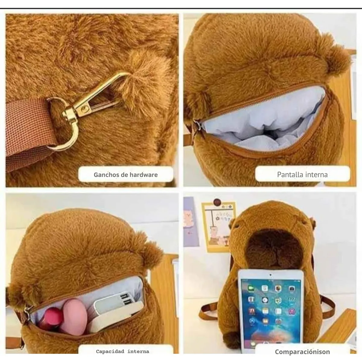 GENERICO - MOCHILA CAPIVARA COLOR MARRON