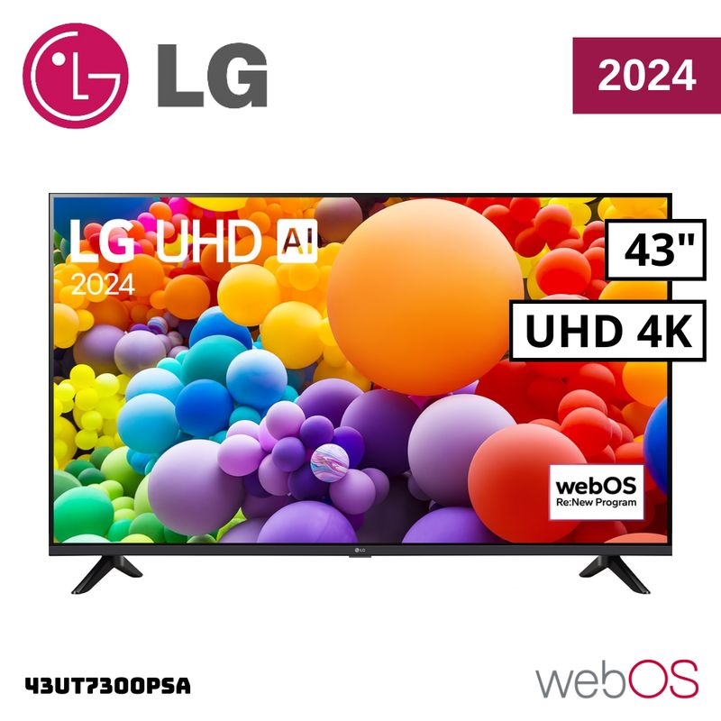 LG - TELEVISOR LG 43 SMART TV THINQ AI WEBOS HUB 4K UHD LED 2024 - 43UT7300PSA