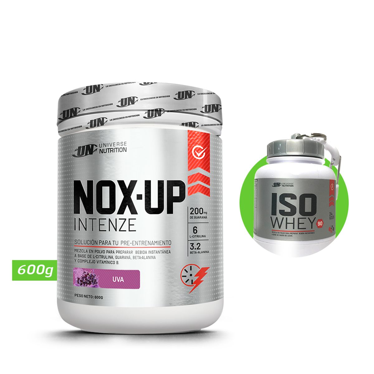 UNIVERSE NUTRITION - Nox up intenze 600gr pre entreno un uva + regalos