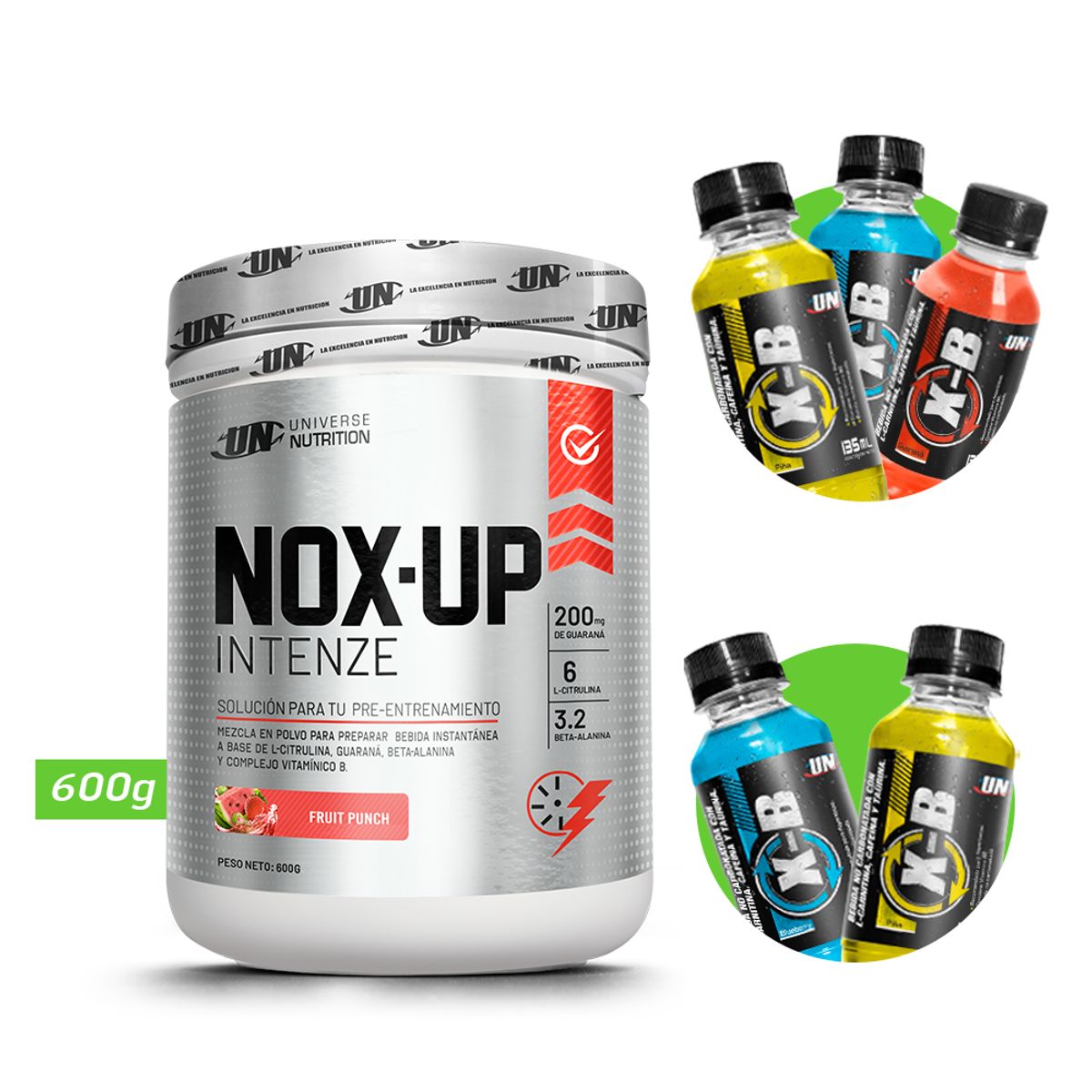 UNIVERSE NUTRITION - Nox up intenze 600gr pre entreno un fruit punch + regalos