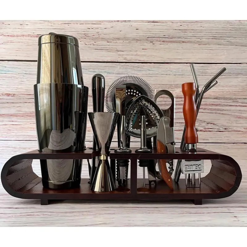 GENERICO - Kit Profesional Bartender 20pzs acero Premium color negro