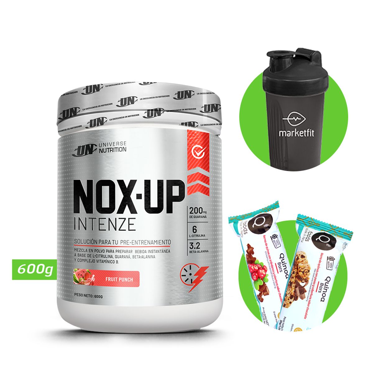UNIVERSE NUTRITION - Nox up intenze 600gr pre entreno un fruit punch + regalos