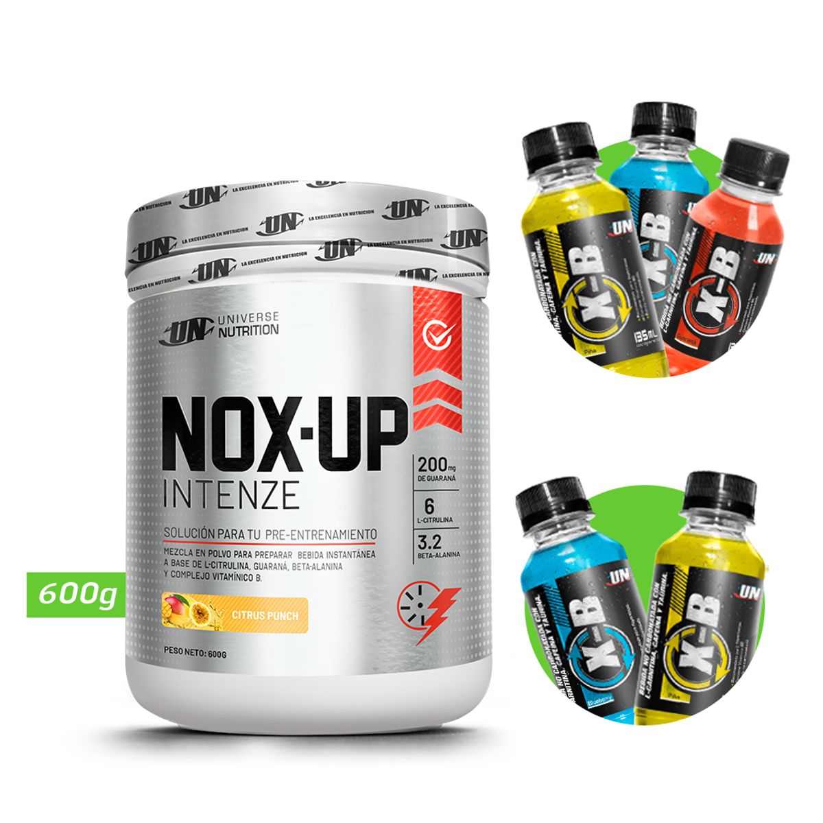 UNIVERSE NUTRITION - Nox up intenze 600gr pre entreno un citrus punch + regalos