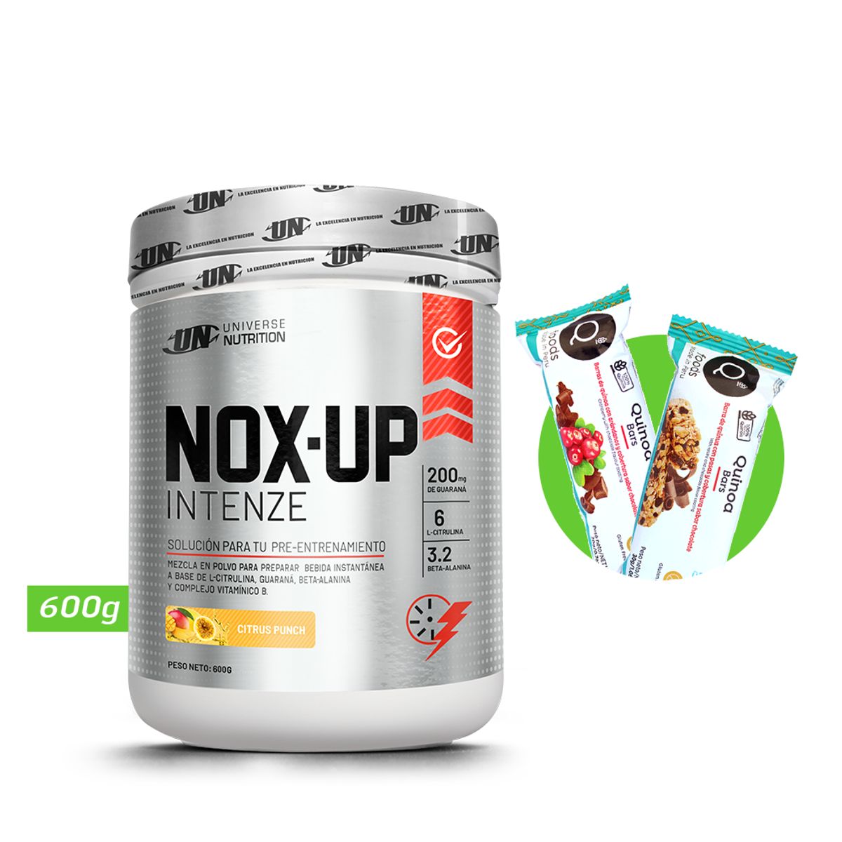 UNIVERSE NUTRITION - Nox up intenze 600gr pre entreno un citrus punch + regalos