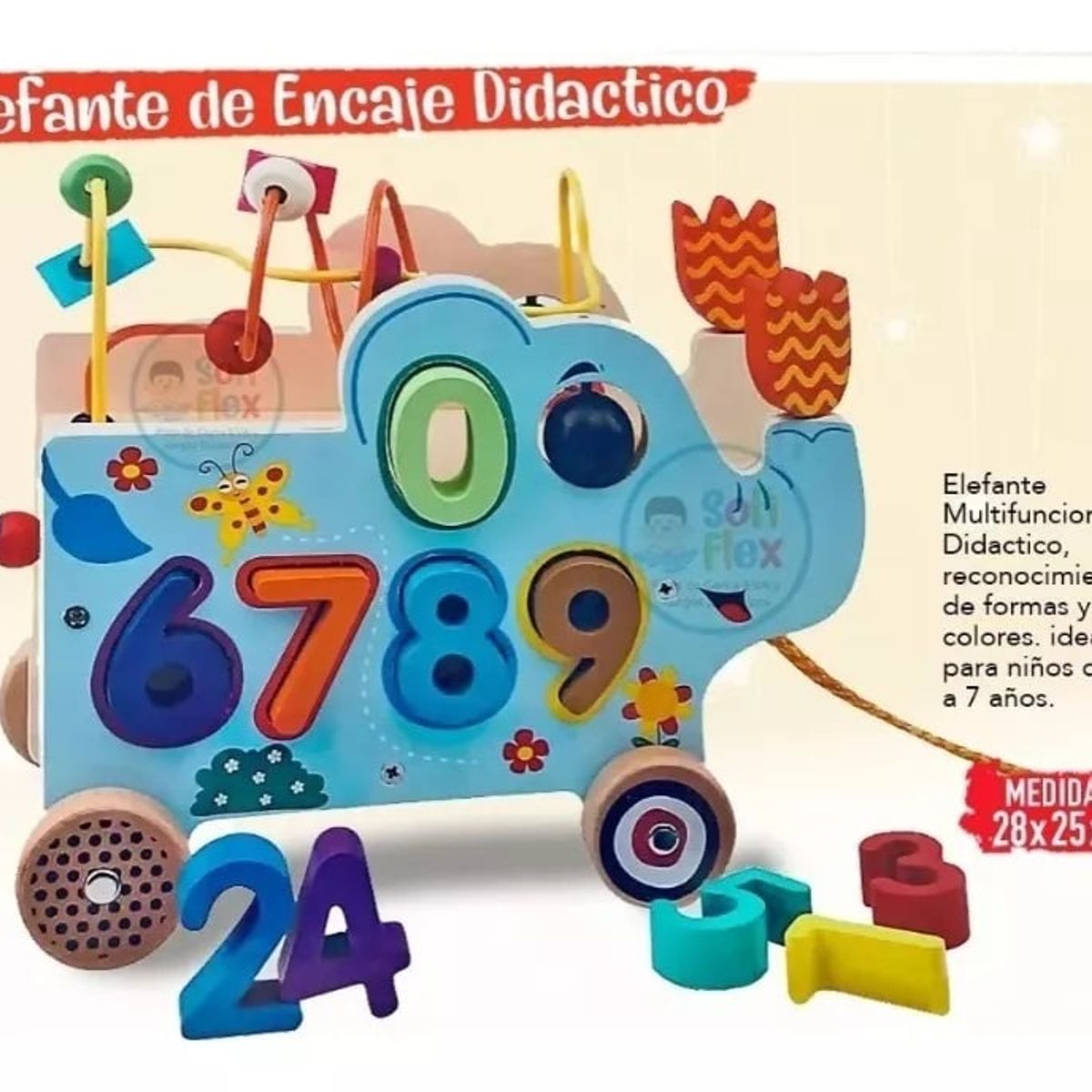 GENERICO - Elefante de Encaje Didáctico Sensorial Montessori
