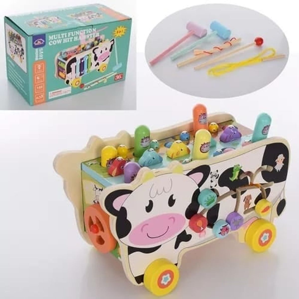 GENERICO - Vaca Didáctica de Madera Multifuncional 8 en 1