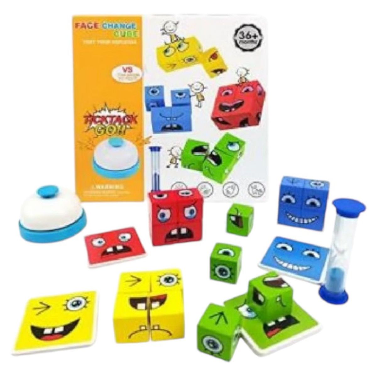 GENERICO - Cubo de madera que cambia la cara expresiones de juego Caja