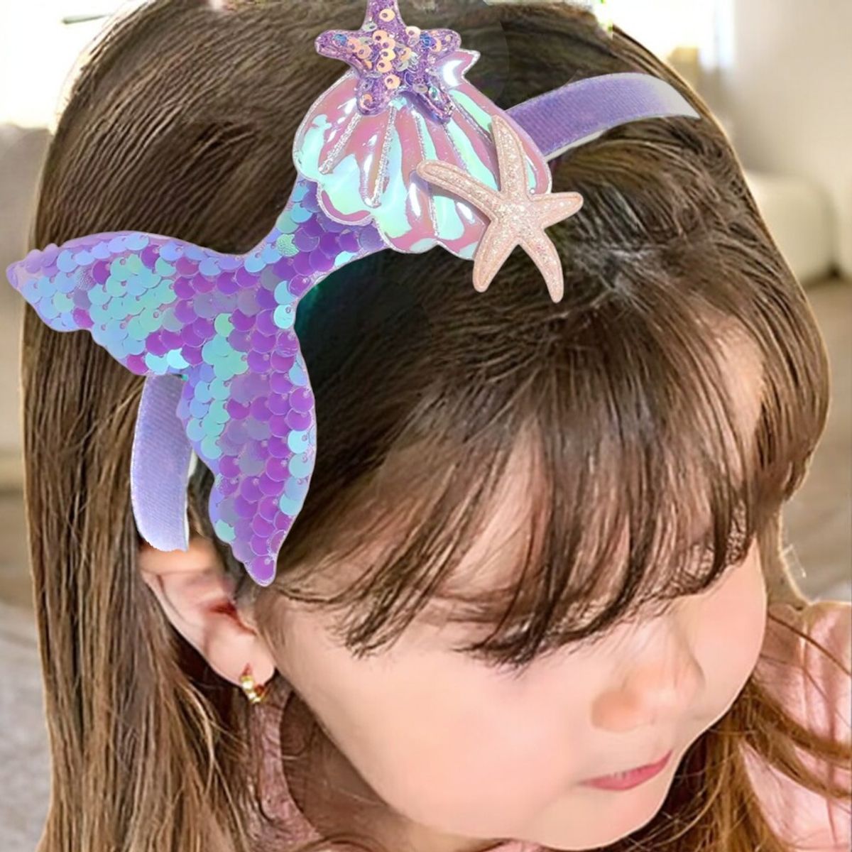 GENERICO - VINCHA DE NIÑA  LA SIRENITA - CON DETALLES DE LENTEJUELAS