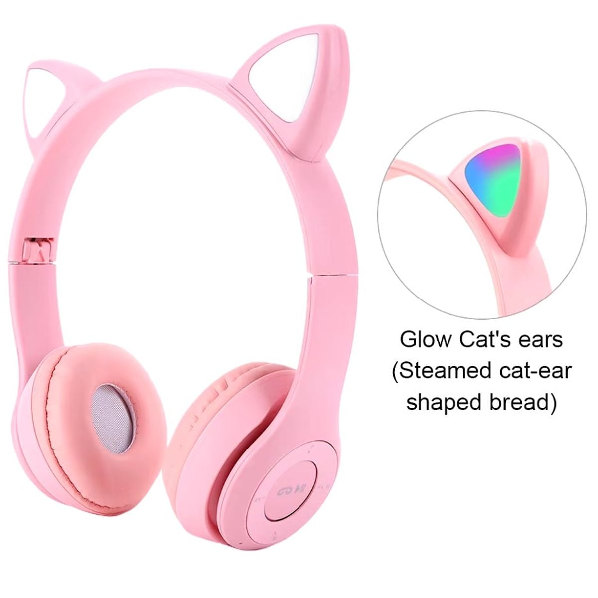 GENERICO - AUDIFONO GATITO BLUETOOTH SONIDO ESTEREO CON MICROFONO LUZ RGB