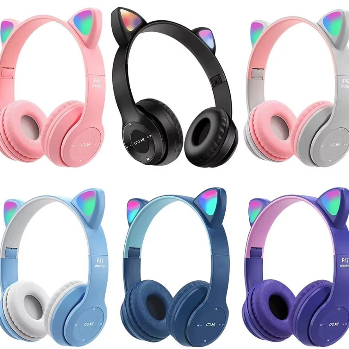 GENERICO - AUDIFONO GATITO BLUETOOTH SONIDO ESTEREO CON MICROFONO LUZ RGB