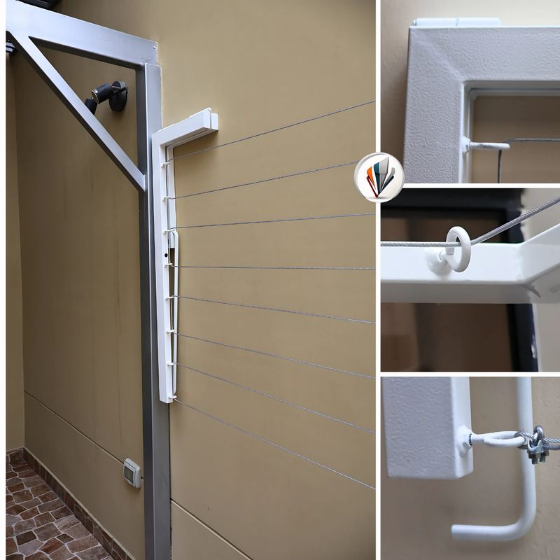 GENERICO - Tendedero Imahi Blanco Premium 8 Líneas Pared 4m 150kg