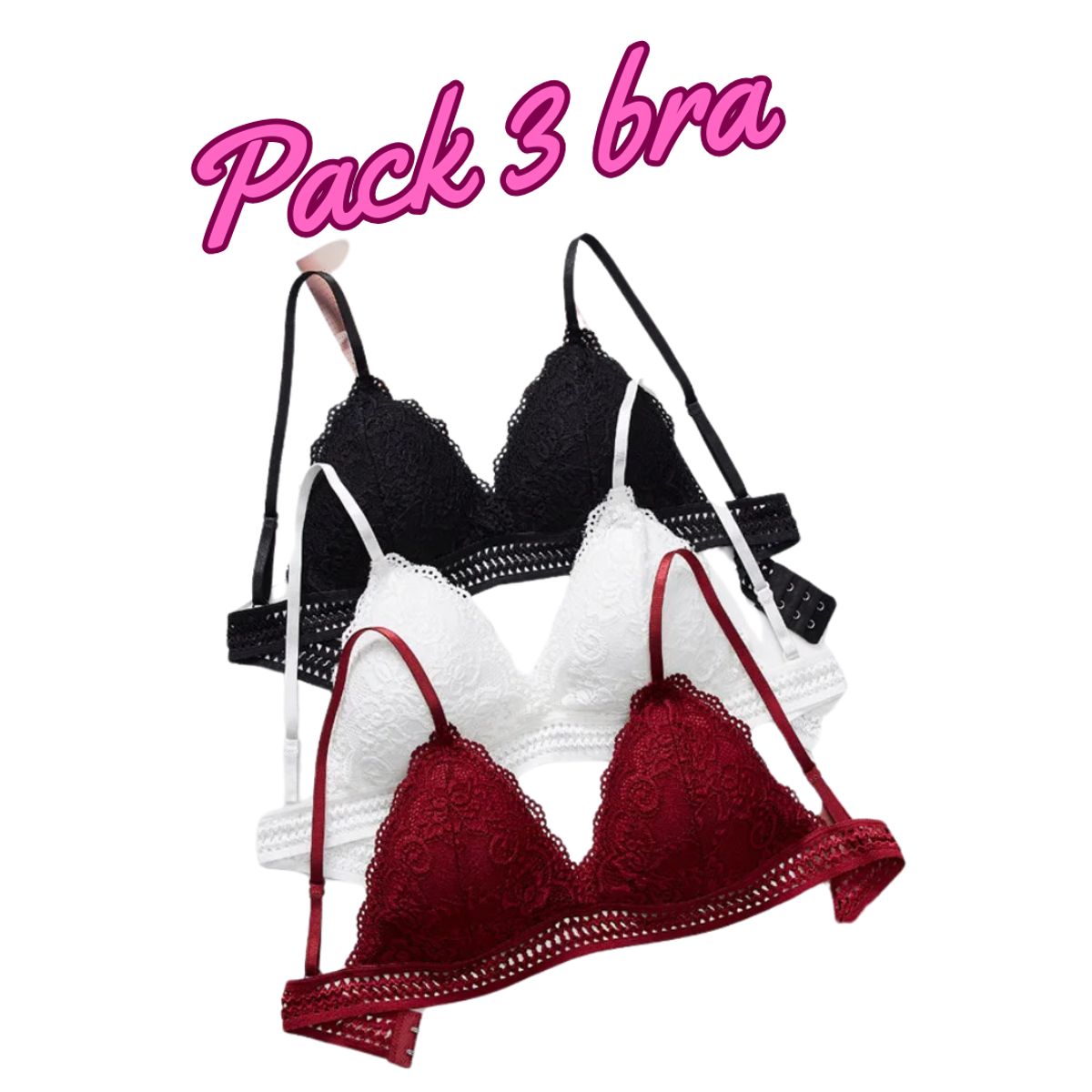 GENERICO - PACK X3 UNIDADES BRALLETTE ENCAJE