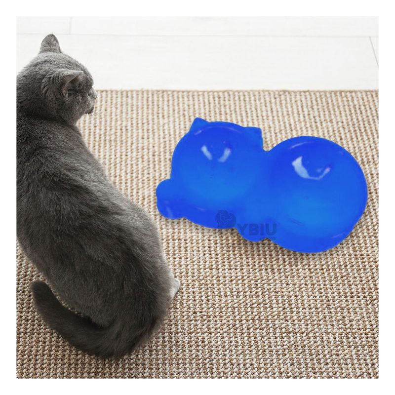 RYBIU IMPORT - Plato de Comida Doble en M en Tono Azul Y+Papel de Regalo