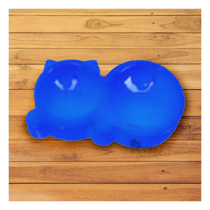 RYBIU IMPORT - Plato Doble Pet Mediano en Forma de Gato en Color Azul