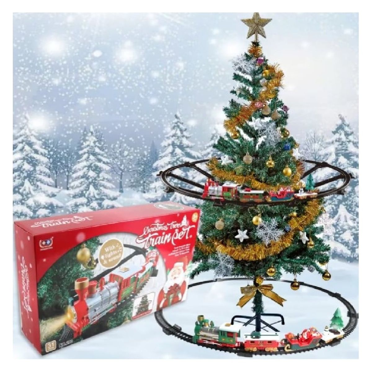 GENERICO - Tren Navideño Colosal Aéreo Luz y Música 31 pzas