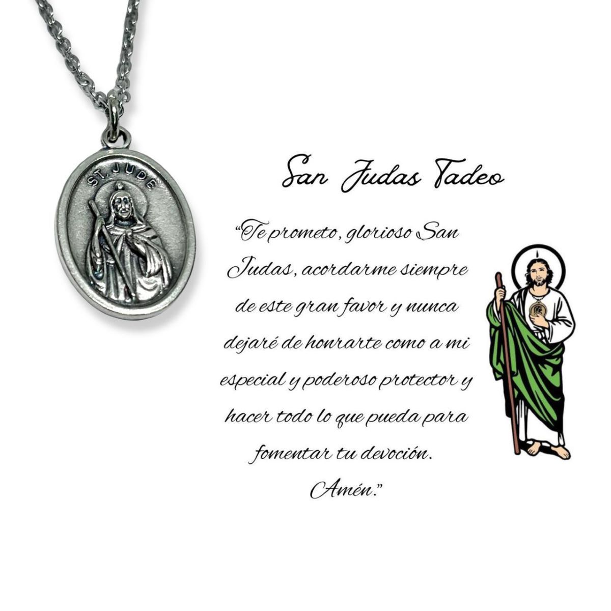 SANTORAL - Dije San Judas Tadeo y Cadena - Metal