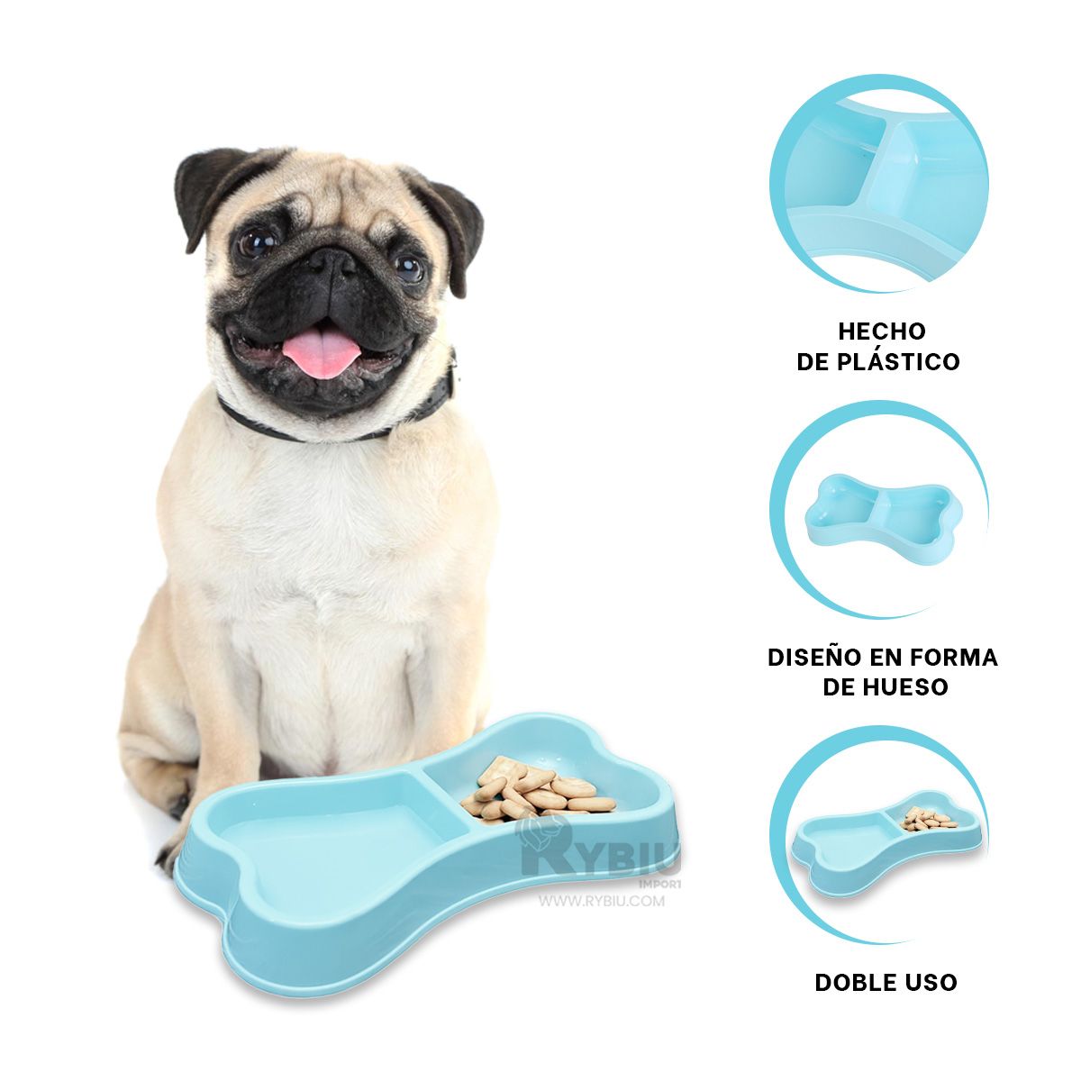 GENERICO - Plato Duo Compacto en Talla M en Celeste Y+Regalo Stickers