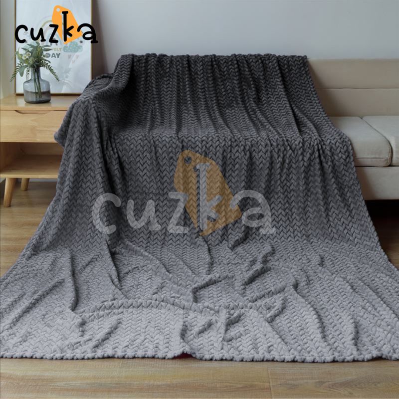 CASATEX - Manta Antialérgica Jacquard  Alto Relieve Espiga QUEEN Gray