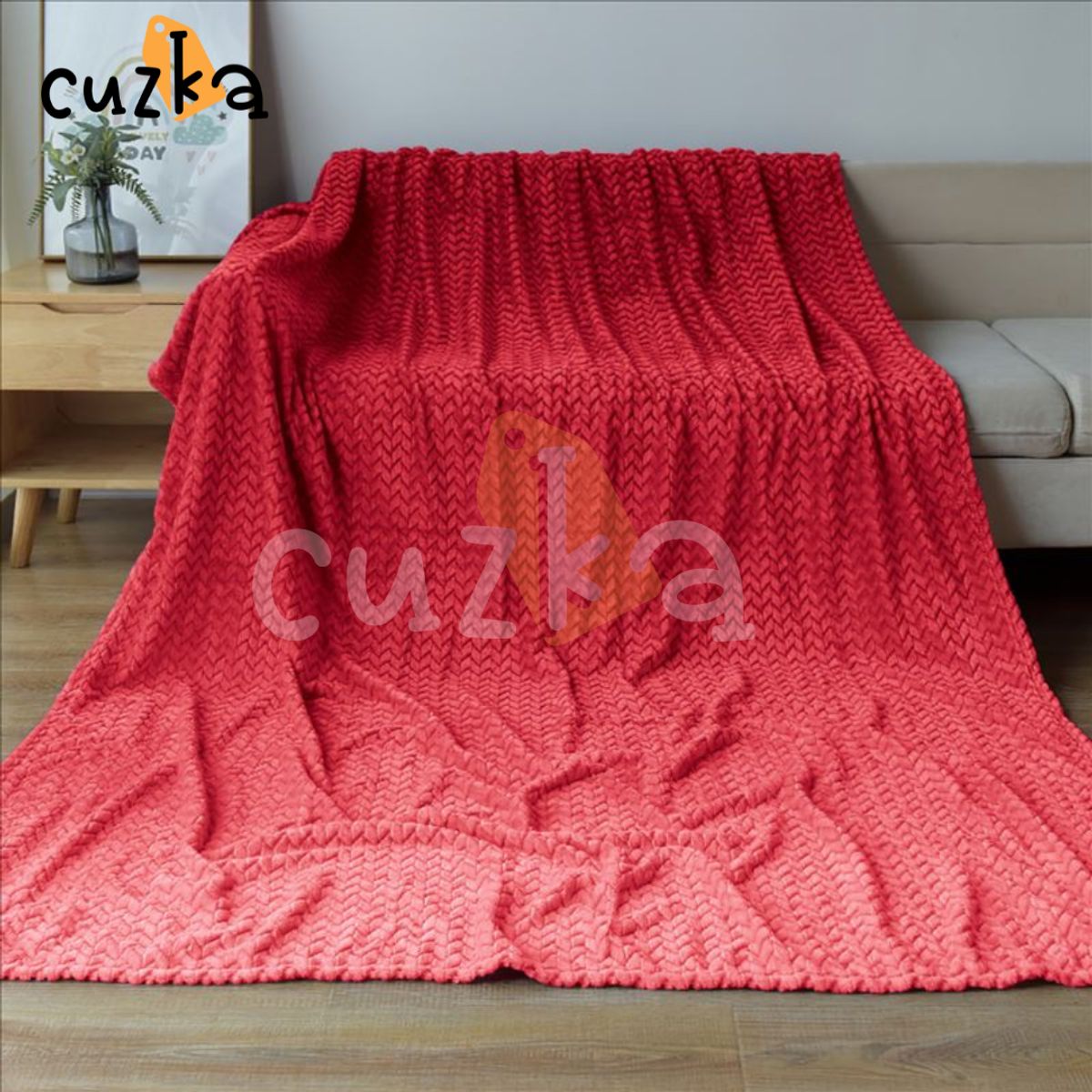 CASATEX - Manta Antialérgica Jacquard  Alto Relieve Espiga QUEEN Red