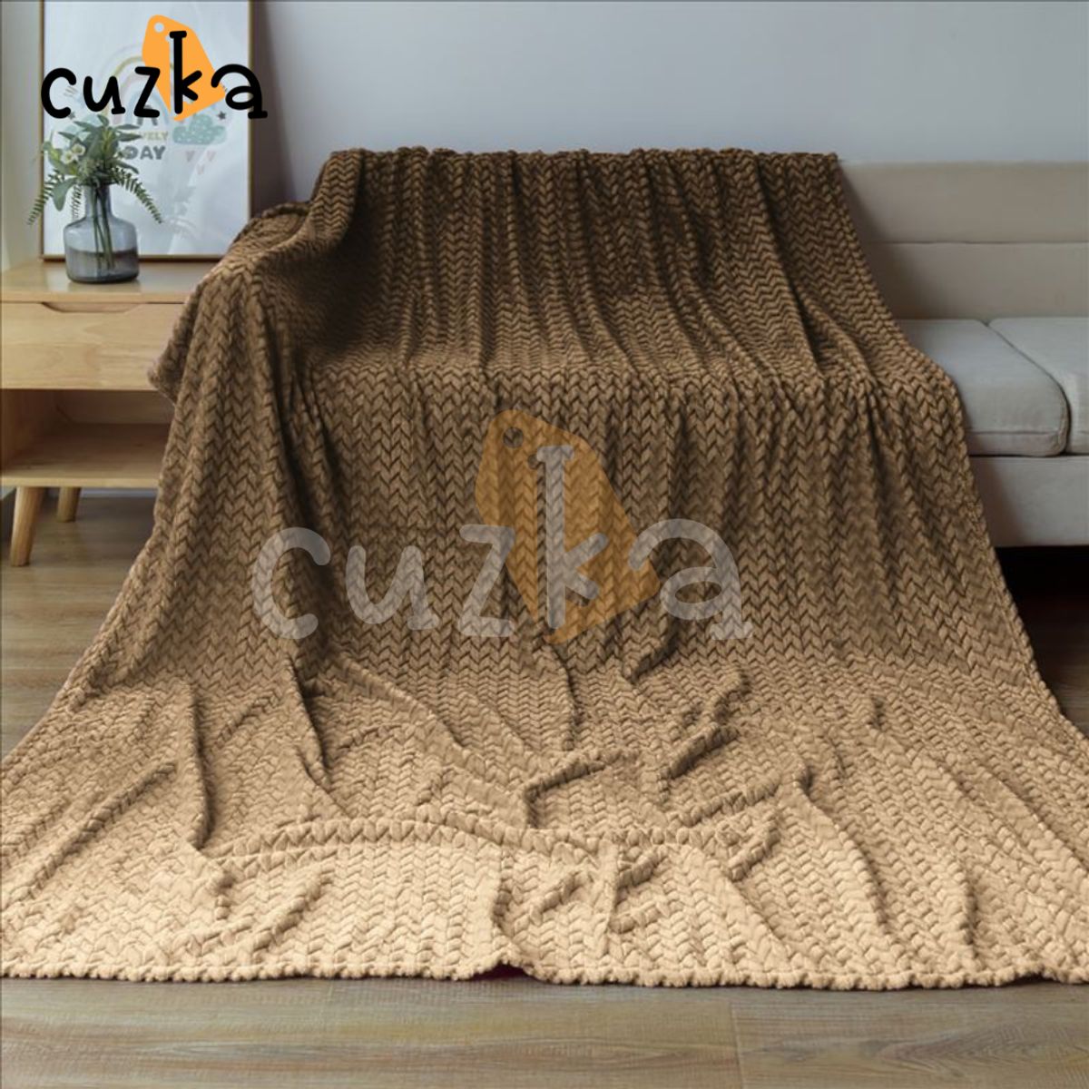 CASATEX - Manta Antialérgica Jacquard  Alto Relieve Espiga QUEEN Beige