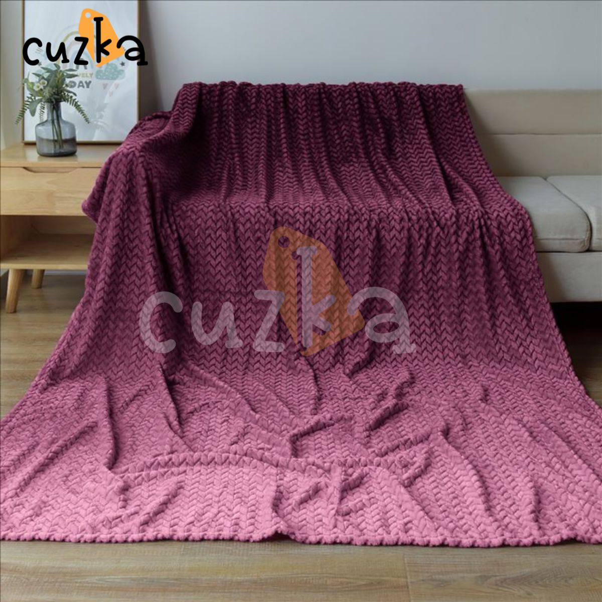 CASATEX - Manta Antialérgica Jacquard  Alto Relieve Espiga QUEEN Lila