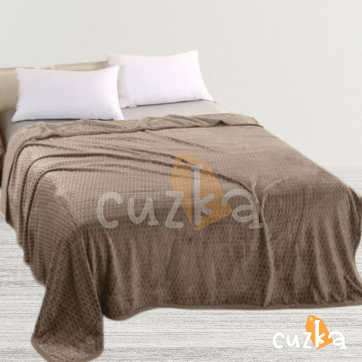 CASATEX - Manta polar delgada a cuadros QUEEN Beige