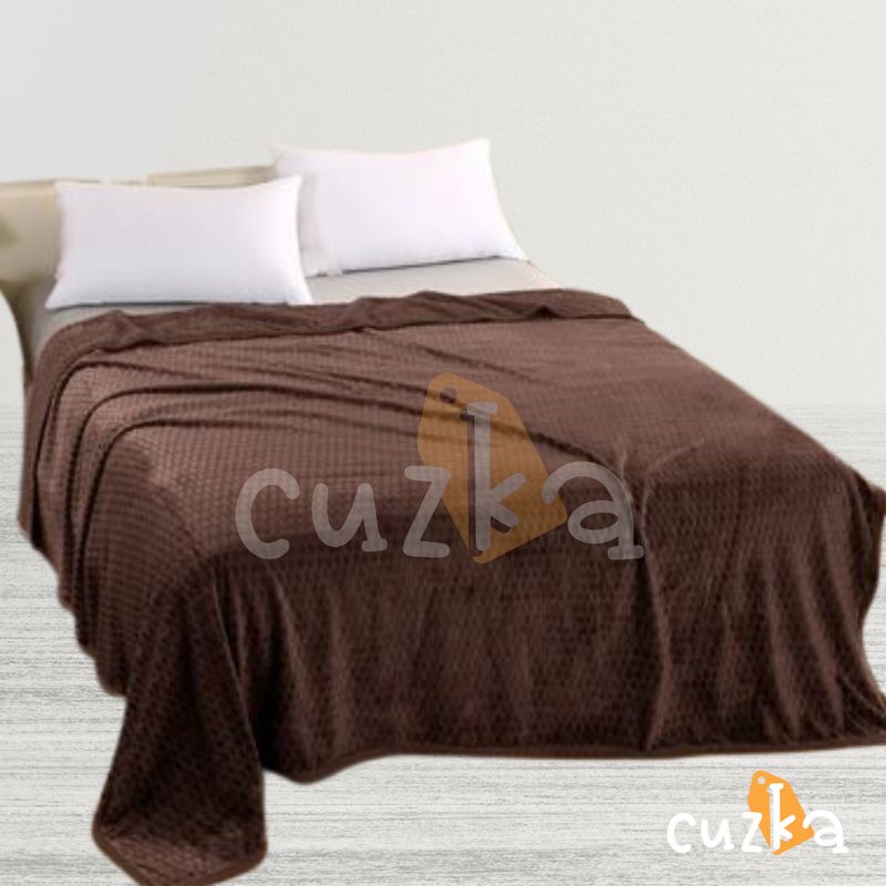 CASATEX - Manta polar delgada a cuadros QUEEN Chocolate