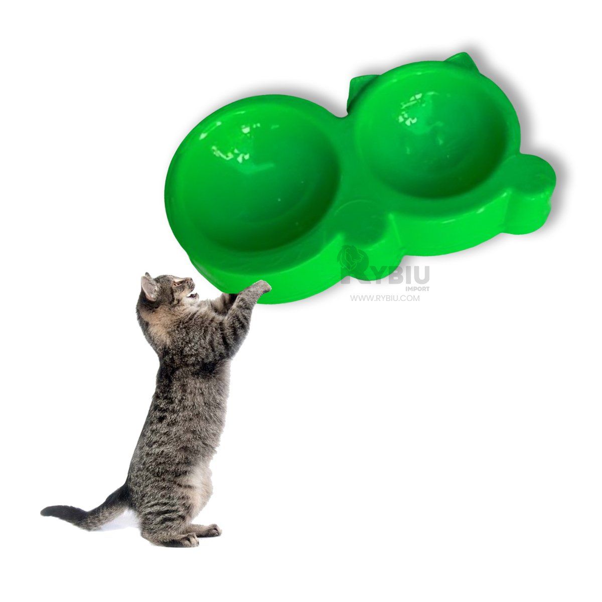 RYBIU IMPORT - Comedero Duradero Doble en Talla M Verde Y+Gift MiniAgenda