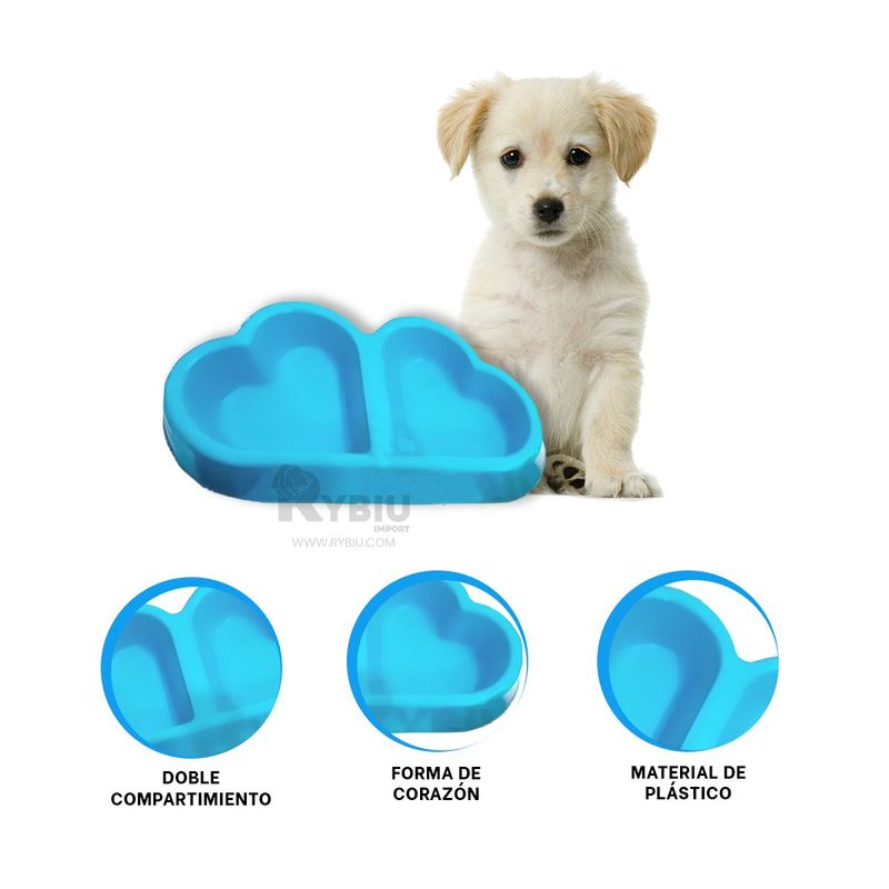 GENERICO - Plato para Perros de Color Celeste Y+Papel de Regalo