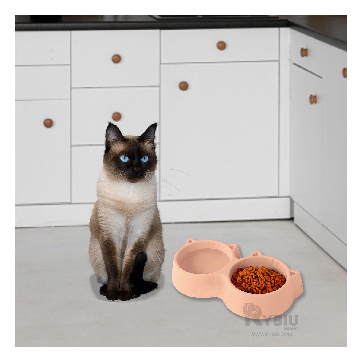 GENERICO - Plato de Comida Doble para Gatos en Carne Y+Papel de Regalo