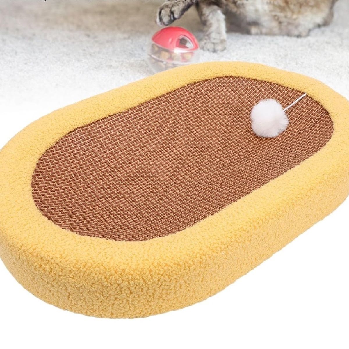 GENERICO - Cama rascador ovalado para gato sisal