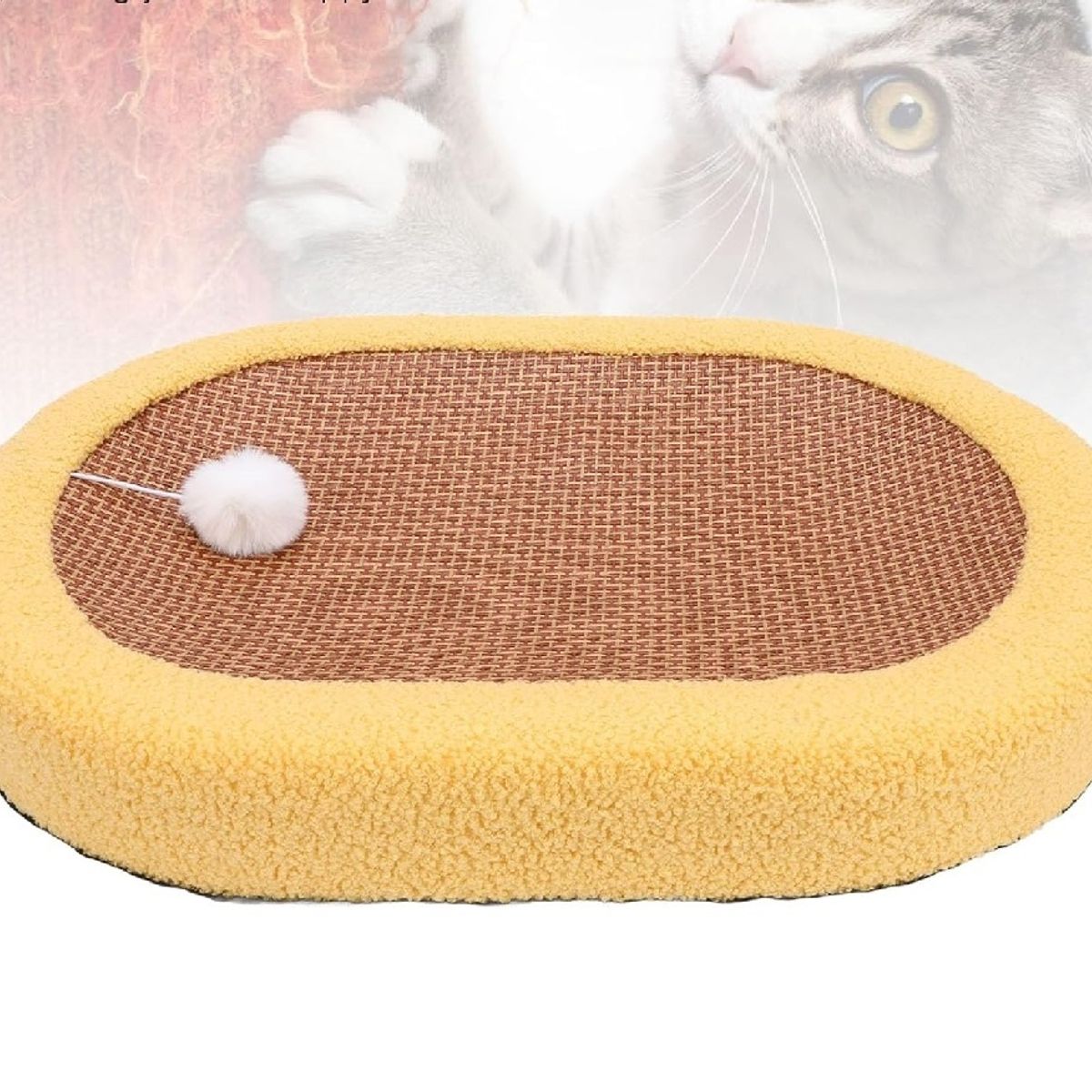 GENERICO - Cama rascador ovalado para gato sisal