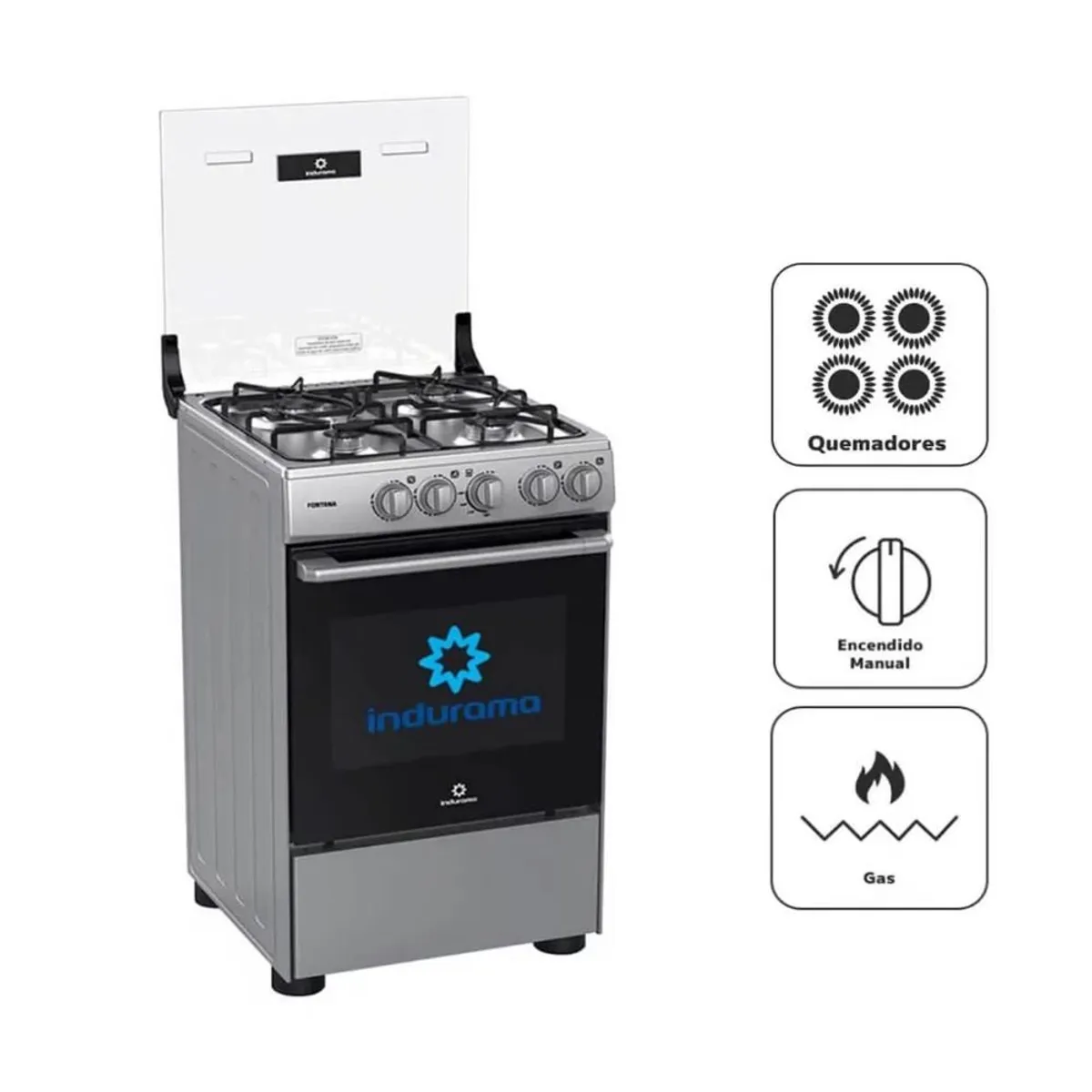 INDURAMA - Cocina a Gas Indurama de 4 Hornillas Fontana - Gas