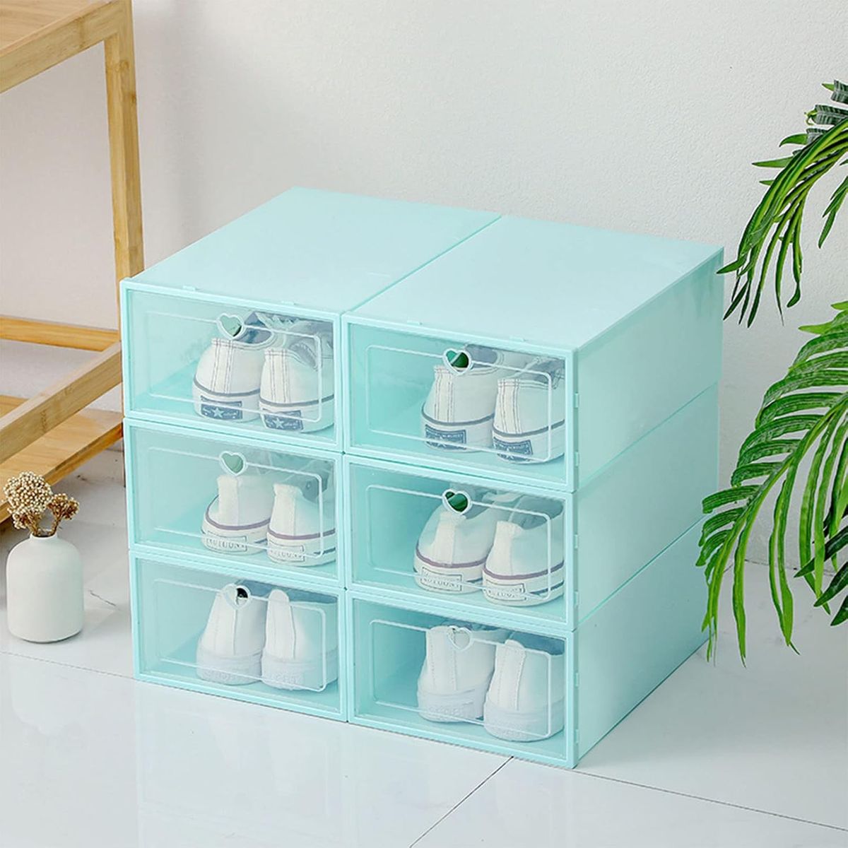 GENERICO - PACK 6 UNIDADES ORGANIZADOR DE ZAPATO CAJA ORGANIZADORA VERDE