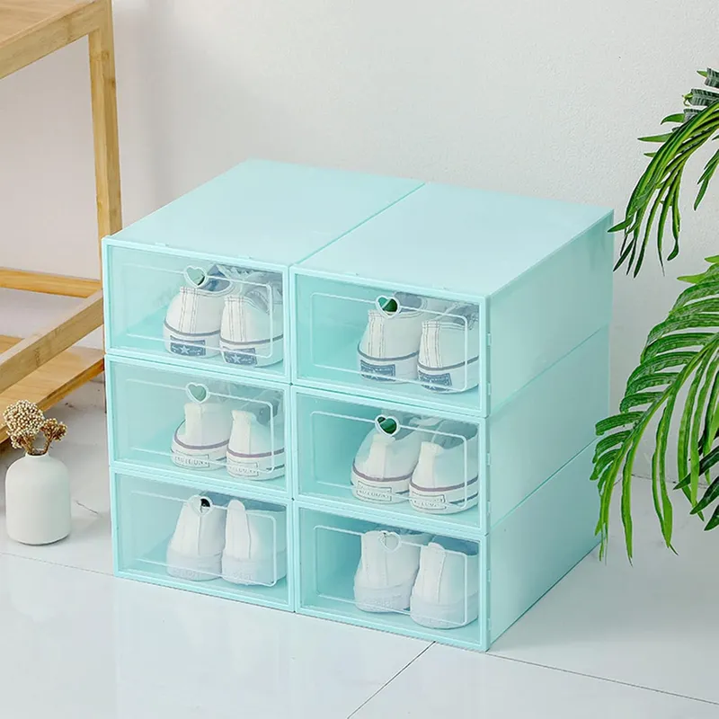 GENERICO - PACK 6 UNIDADES ORGANIZADOR DE ZAPATO CAJA ORGANIZADORA VERDE