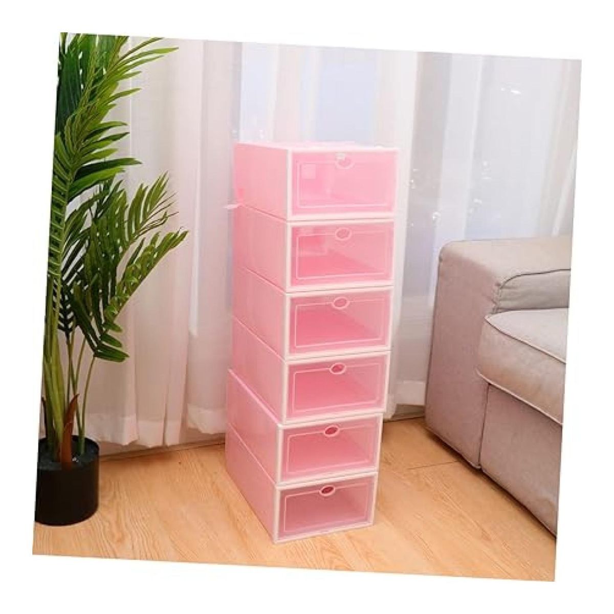 GENERICO - PACK 12 UNIDADES ORGANIZADOR DE ZAPATO CAJA ORGANIZADORA ROSA