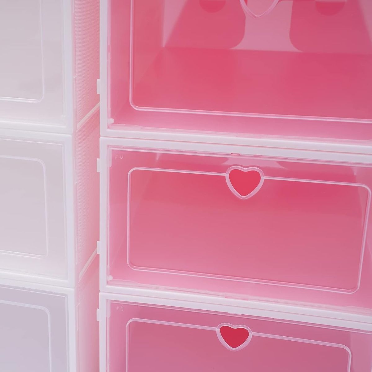 GENERICO - PACK 12 UNIDADES ORGANIZADOR DE ZAPATO CAJA ORGANIZADORA ROSA