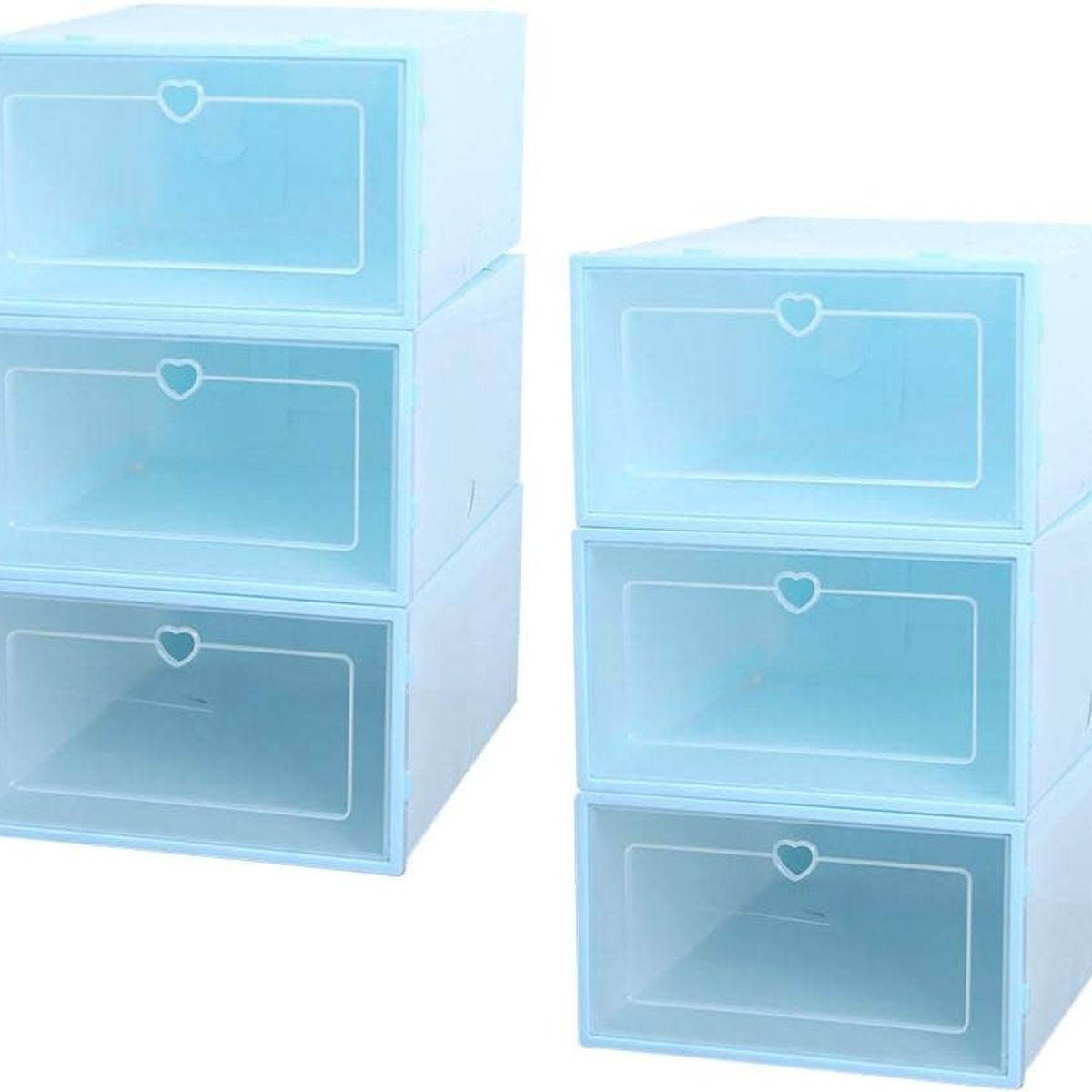 GENERICO - PACK 3 UNIDADES ORGANIZADOR DE ZAPATO CAJA ORGANIZADORA CELESTE