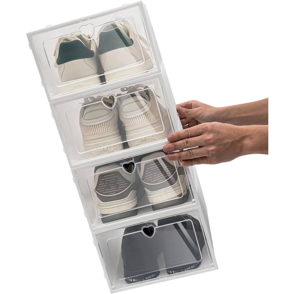 GENERICO - PACK 6 UNIDADES ORGANIZADOR DE ZAPATO CAJA ORGANIZADORA BLANCO