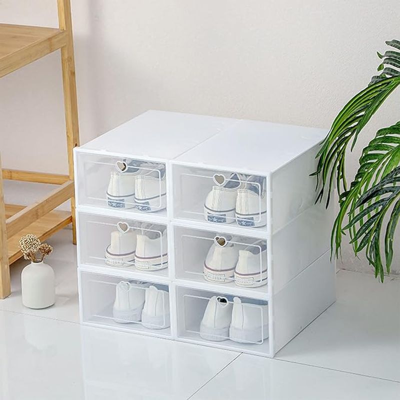 GENERICO - PACK 12 UNIDADES ORGANIZADOR DE ZAPATO CAJA ORGANIZADORA Blanco