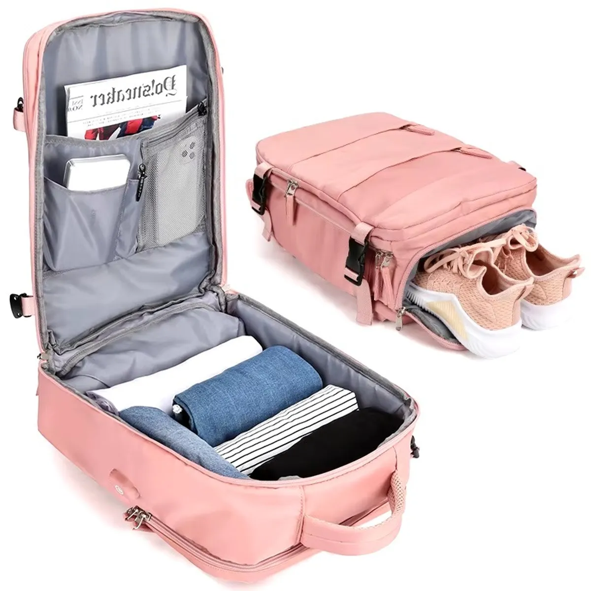 GENERICO - Mochila de Viaje Bolso de Mano Multiequipaje- Rosa