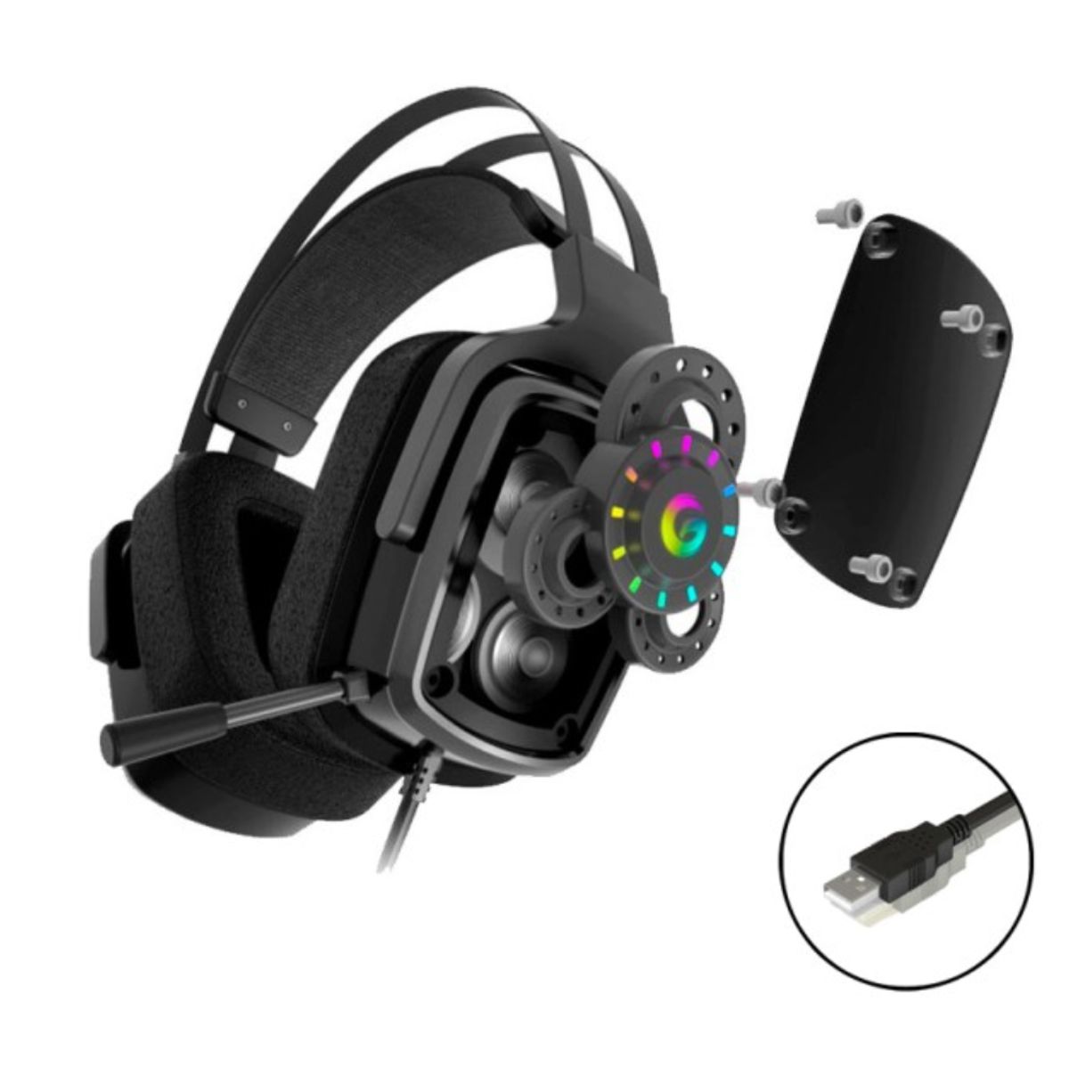 GAMBYTE - Audifono Gambyte Argon Gaming 7.1 Con Microfono Usb Negro