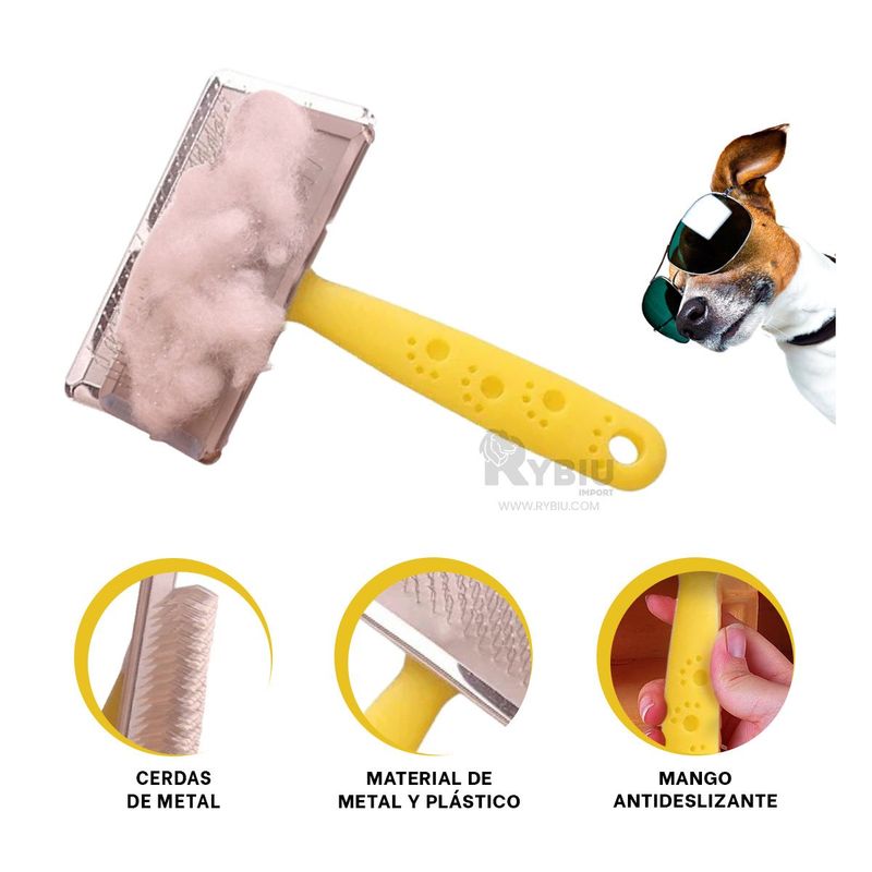 RYBIU IMPORT - Cepillo de Acero Inoxidable Tono Amarillo Talla M Y+Stickers