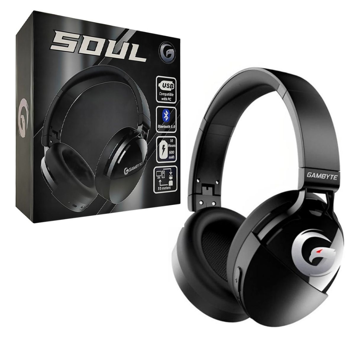 GAMBYTE - Audifono Gamer 5.1 Inalambrico Gambyte Soul Negro Bluetooth 5.0 Negro